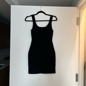 Aritzia Babaton Sculpt Knit Squareneck Mini Dress black xs